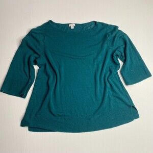 J Jill Light Knit Linen Cotton Modal Sweater  Split Side Size L